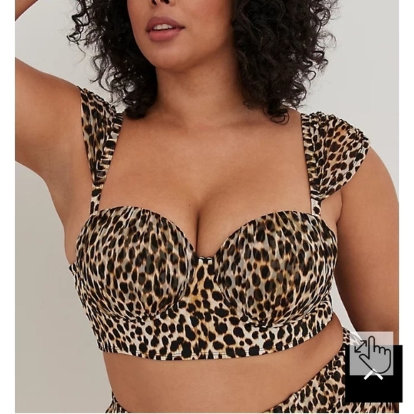 TORRID Retro Chic cheetah Swim Top 0x CD- L/XL - Picture 3 of 8